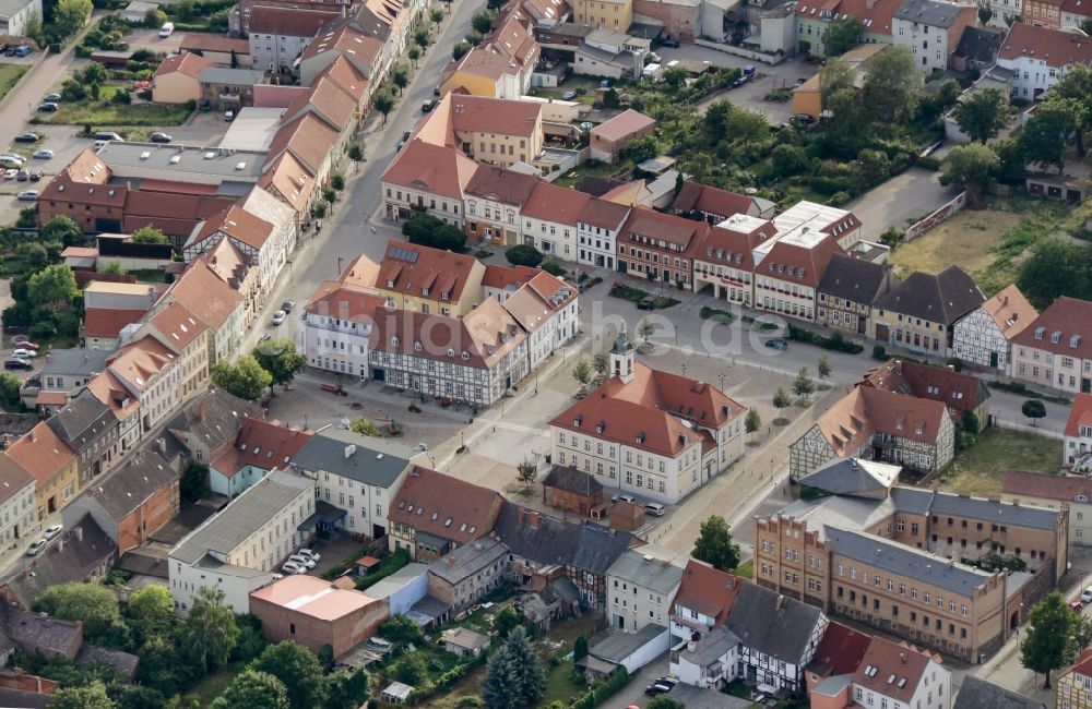 Angermünde von oben - Stadtansicht vom Innenstadtbereich in Angermünde im Bundesland Brandenburg