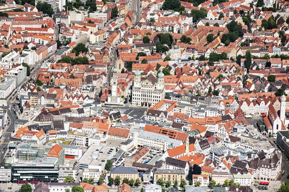 Augsburg von oben - Stadtansicht vom Innenstadtbereich in Augsburg im Bundesland Bayern, Deutschland