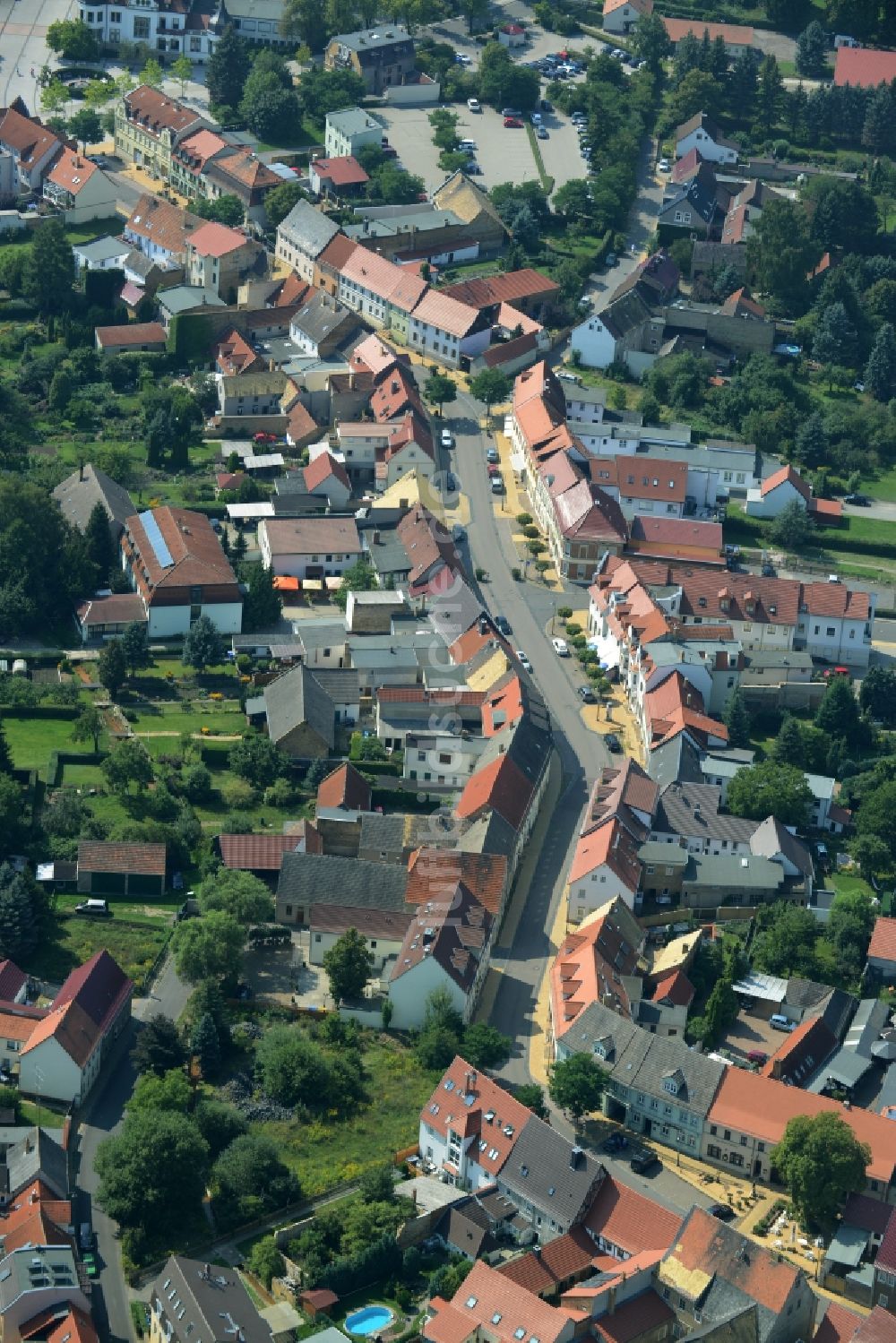 Bad Schmiedeberg aus der Vogelperspektive: Stadtansicht vom Innenstadtbereich in Bad Schmiedeberg im Bundesland Sachsen-Anhalt