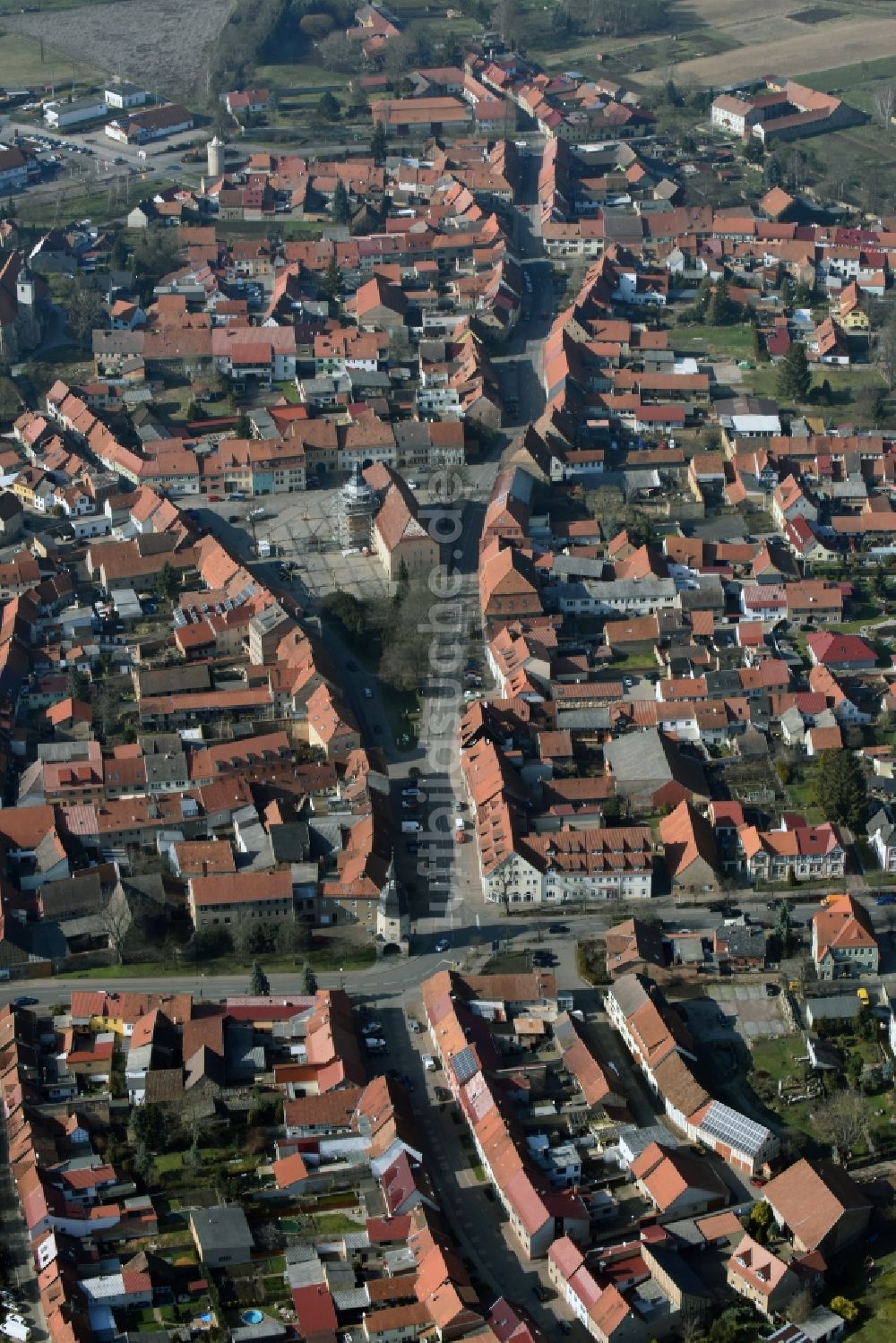 Bad Tennstedt von oben - Stadtansicht vom Innenstadtbereich in Bad Tennstedt im Bundesland Thüringen