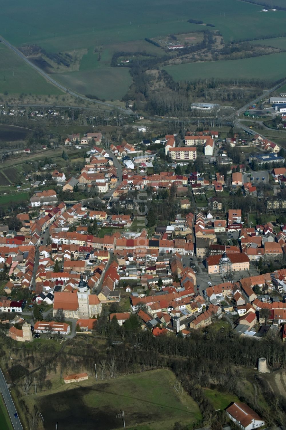 Bad Tennstedt aus der Vogelperspektive: Stadtansicht vom Innenstadtbereich in Bad Tennstedt im Bundesland Thüringen