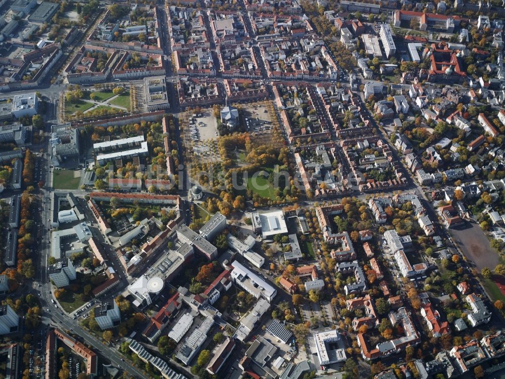 Luftaufnahme Potsdam - Stadtansicht vom Innenstadtbereich am Bassinplatz in Potsdam im Bundesland Brandenburg