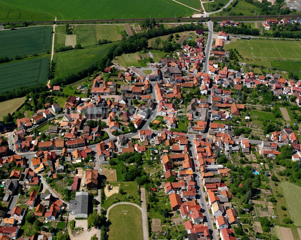 Bernterode (bei Worbis) von oben - Stadtansicht vom Innenstadtbereich in Bernterode (bei Worbis) im Bundesland Thüringen, Deutschland