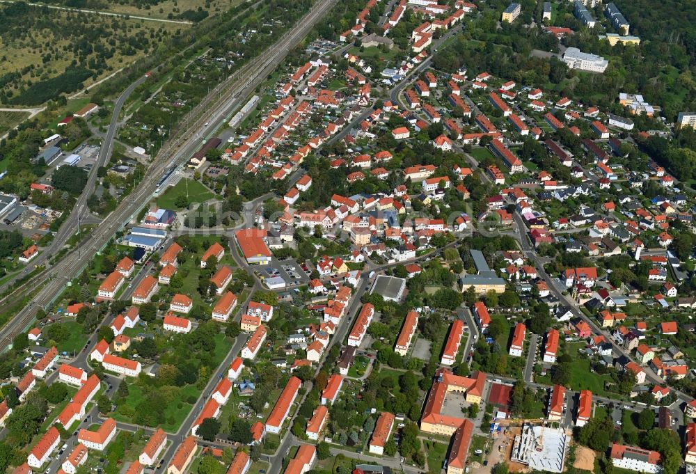 Böhlen von oben - Stadtansicht vom Innenstadtbereich in Böhlen im Bundesland Sachsen, Deutschland