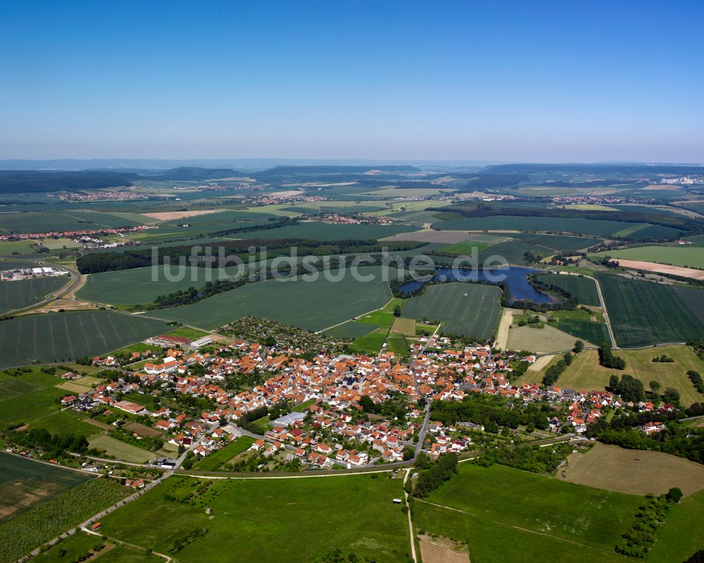 Birkungen von oben - Stadtansicht vom Innenstadtbereich in Birkungen im Bundesland Thüringen, Deutschland