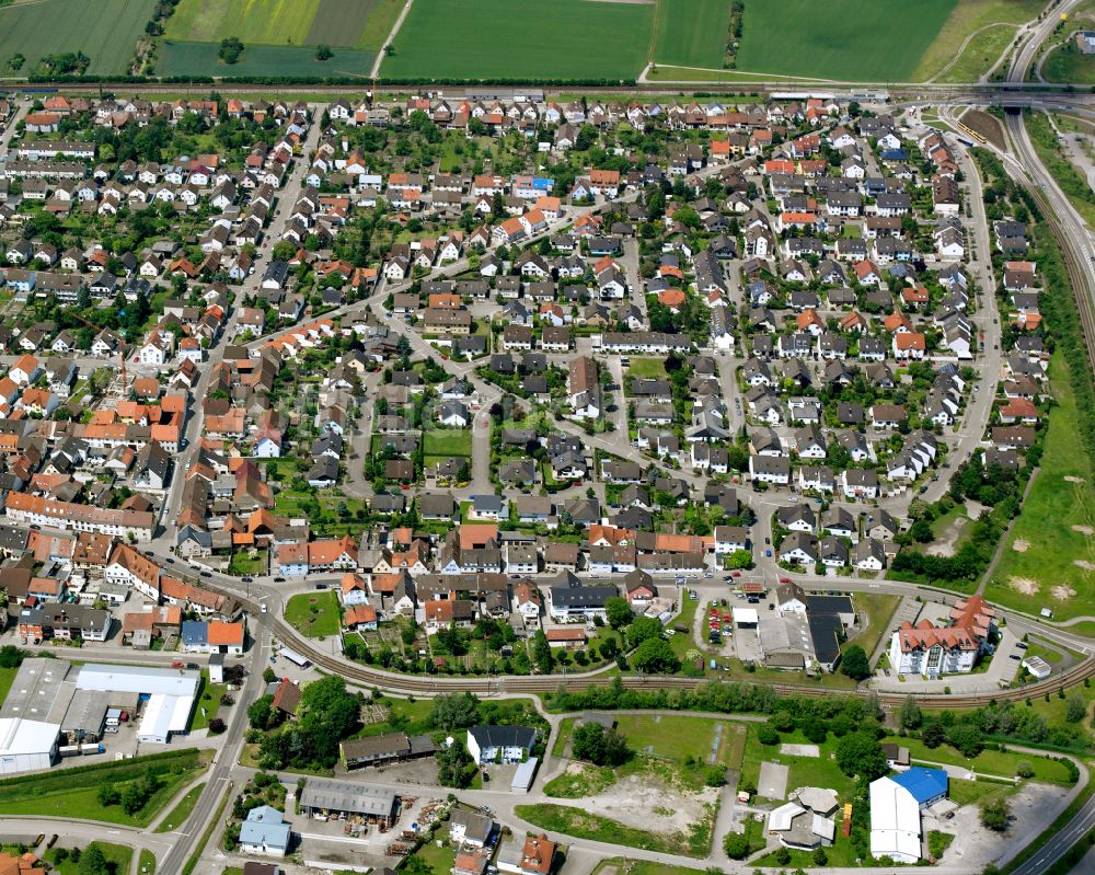 Blankenloch von oben - Stadtansicht vom Innenstadtbereich in Blankenloch im Bundesland Baden-Württemberg, Deutschland