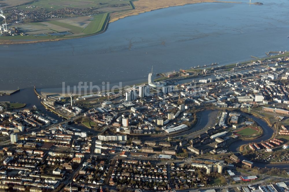 Bremerhaven aus der Vogelperspektive: Stadtansicht vom Innenstadtbereich in Bremerhaven im Bundesland Bremen, Deutschland