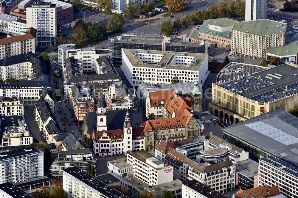 Luftaufnahme Chemnitz - Stadtansicht vom Innenstadtbereich in Chemnitz im Bundesland Sachsen, Deutschland