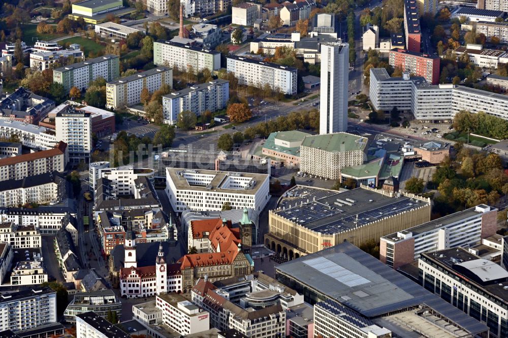 Chemnitz von oben - Stadtansicht vom Innenstadtbereich in Chemnitz im Bundesland Sachsen, Deutschland