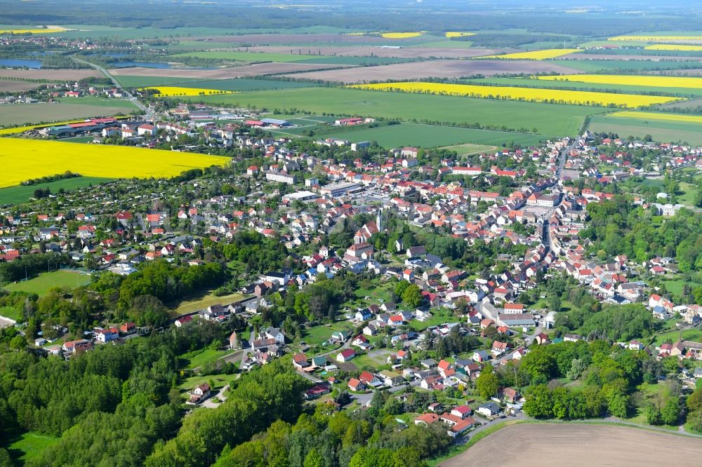 Dahlen von oben - Stadtansicht vom Innenstadtbereich in Dahlen im Bundesland Sachsen, Deutschland