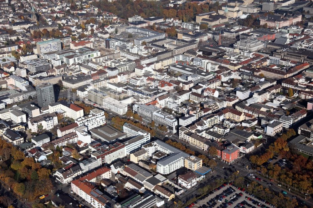 Darmstadt aus der Vogelperspektive: Stadtansicht vom Innenstadtbereich in Darmstadt im Bundesland Hessen