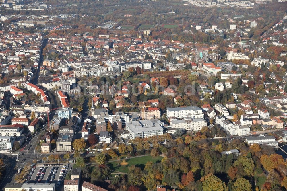 Darmstadt aus der Vogelperspektive: Stadtansicht vom Innenstadtbereich in Darmstadt im Bundesland Hessen