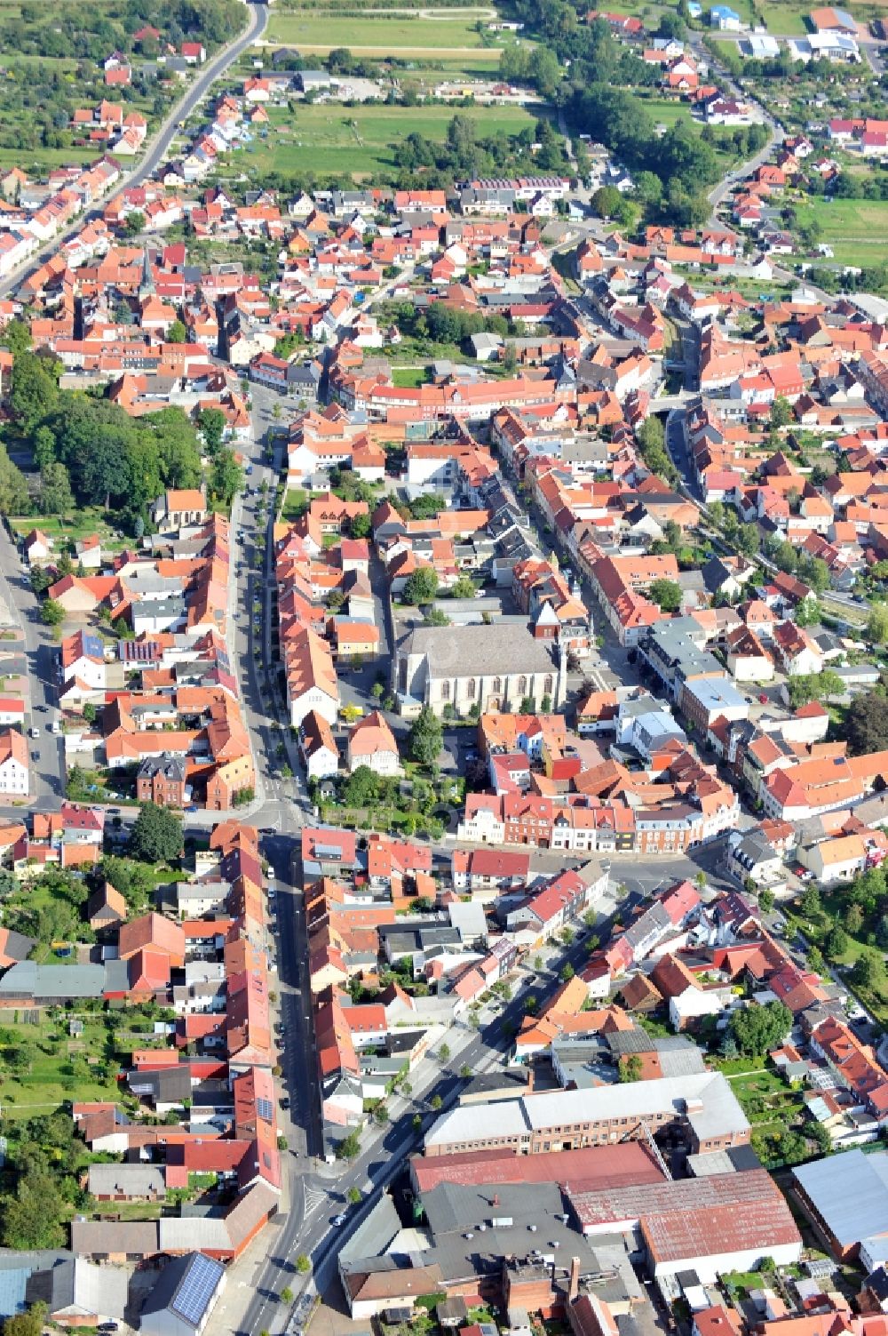 Luftaufnahme Dingelstädt - Stadtansicht vom Innenstadtbereich in Dingelstädt im Bundesland Thüringen, Deutschland