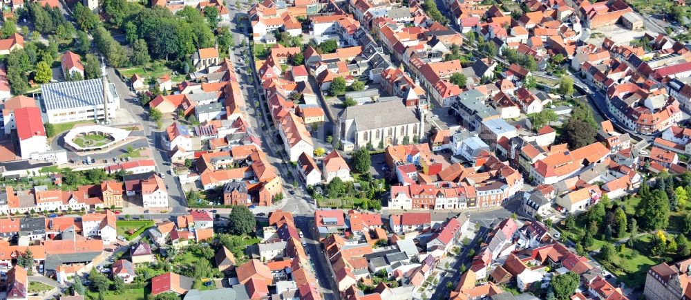 Dingelstädt von oben - Stadtansicht vom Innenstadtbereich in Dingelstädt im Bundesland Thüringen, Deutschland