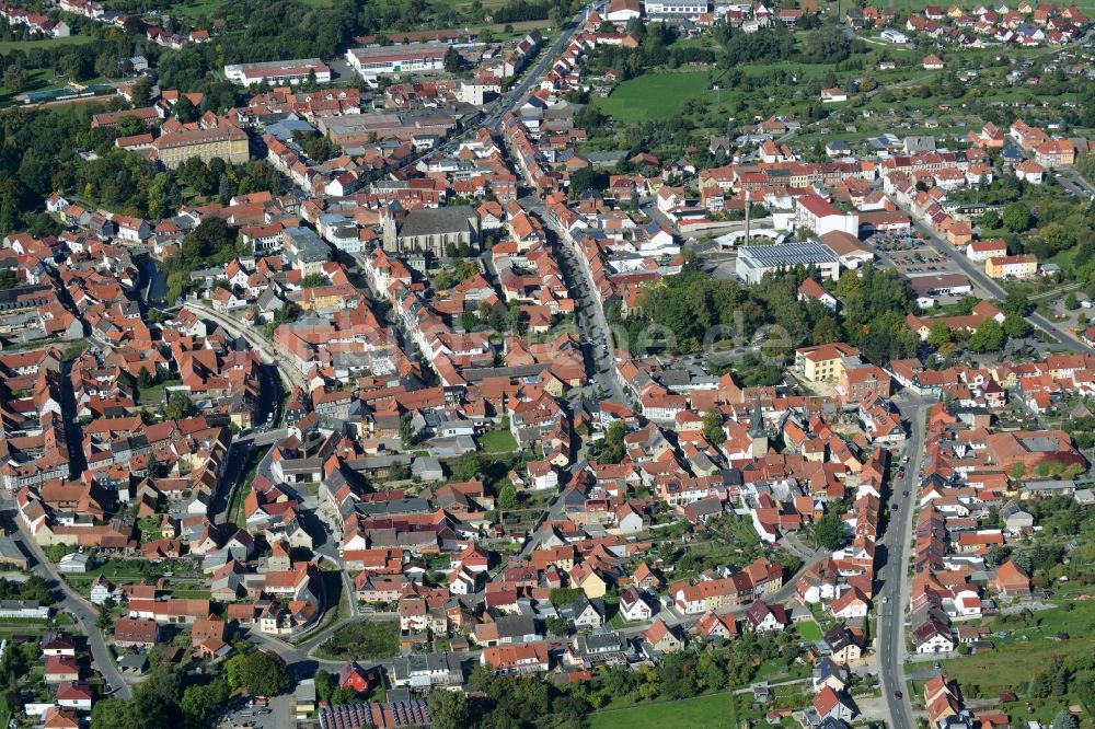 Luftaufnahme Dingelstädt - Stadtansicht vom Innenstadtbereich in Dingelstädt im Bundesland Thüringen, Deutschland