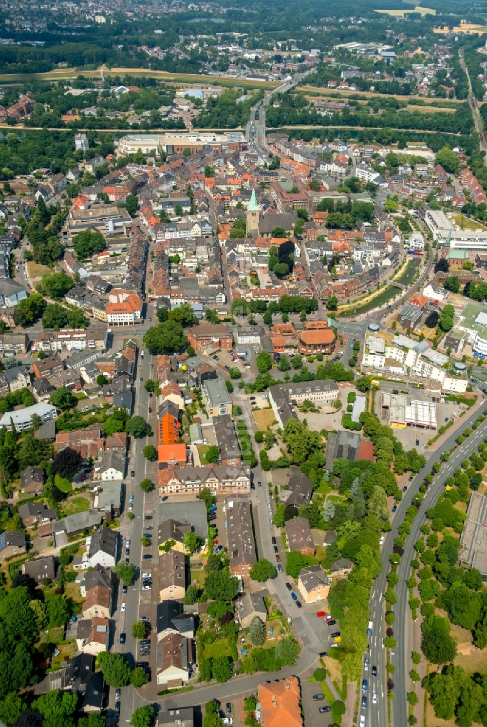 Dorsten von oben - Stadtansicht vom Innenstadtbereich in Dorsten im Bundesland Nordrhein-Westfalen, Deutschland