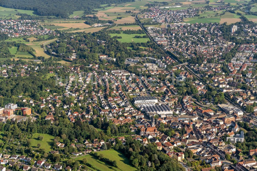 Luftaufnahme Emmendingen - Stadtansicht vom Innenstadtbereich in Emmendingen im Bundesland Baden-Württemberg, Deutschland