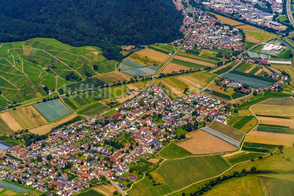 Emmendingen von oben - Stadtansicht vom Innenstadtbereich in Emmendingen im Bundesland Baden-Württemberg, Deutschland