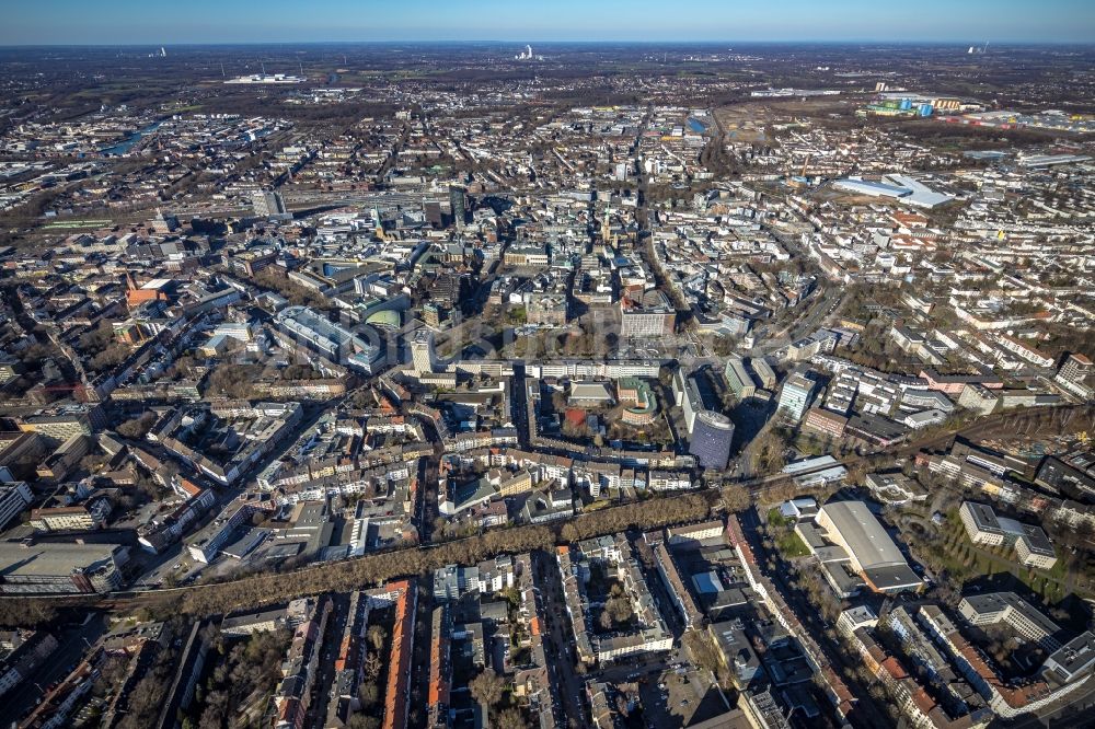 Dortmund von oben - Stadtansicht vom Innenstadtbereich entlang der Sonnenstraße - Hohe Straße in Dortmund im Bundesland Nordrhein-Westfalen, Deutschland