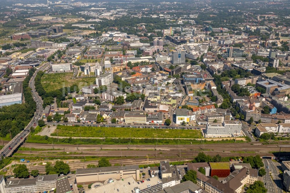 Luftaufnahme Essen - Stadtansicht vom Innenstadtbereich in Essen im Bundesland Nordrhein-Westfalen, Deutschland