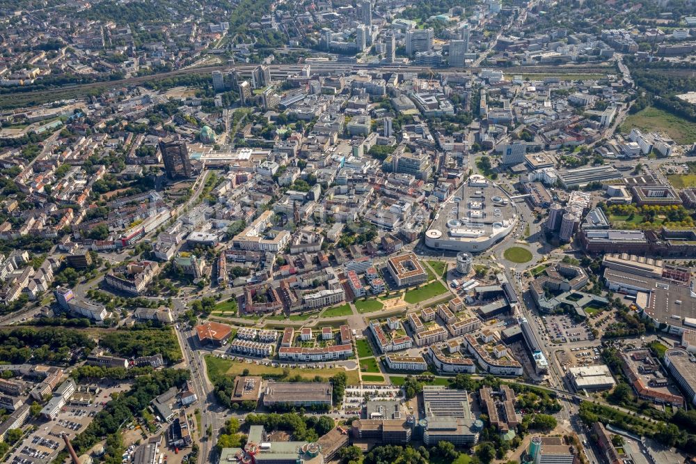 Luftbild Essen - Stadtansicht vom Innenstadtbereich in Essen im Bundesland Nordrhein-Westfalen - NRW, Deutschland