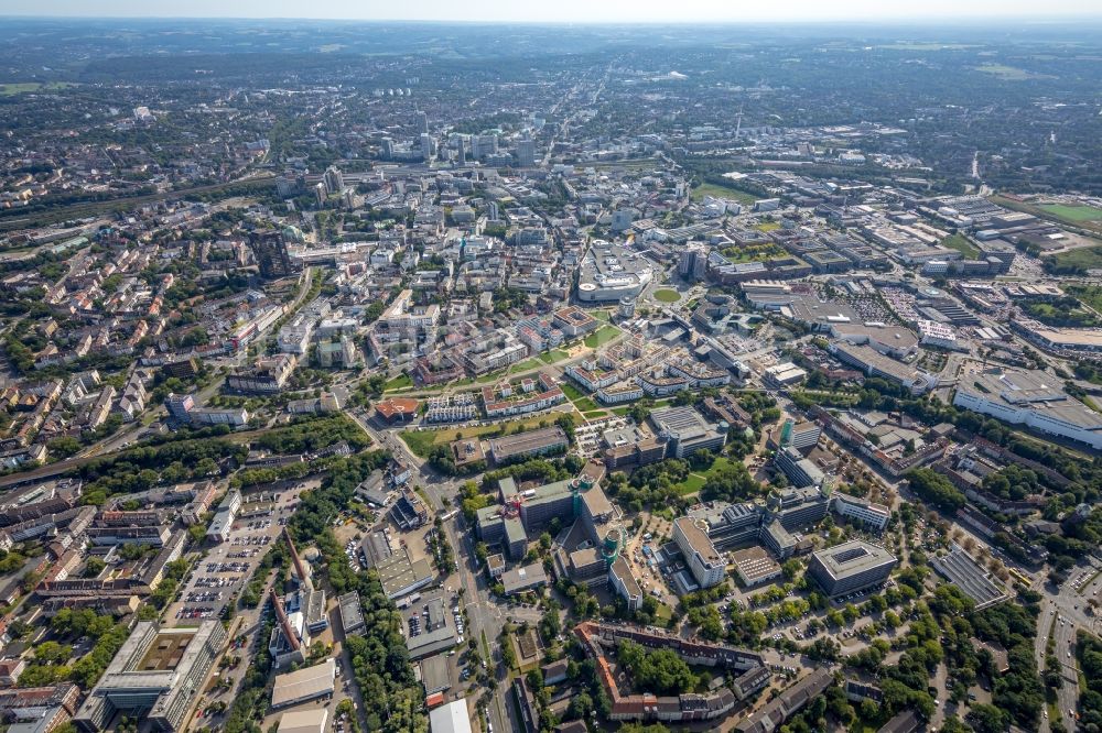 Luftbild Essen - Stadtansicht vom Innenstadtbereich in Essen im Bundesland Nordrhein-Westfalen - NRW, Deutschland