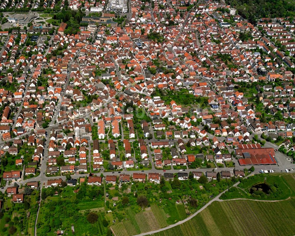 Luftbild Fellbach - Stadtansicht vom Innenstadtbereich in Fellbach im Bundesland Baden-Württemberg, Deutschland