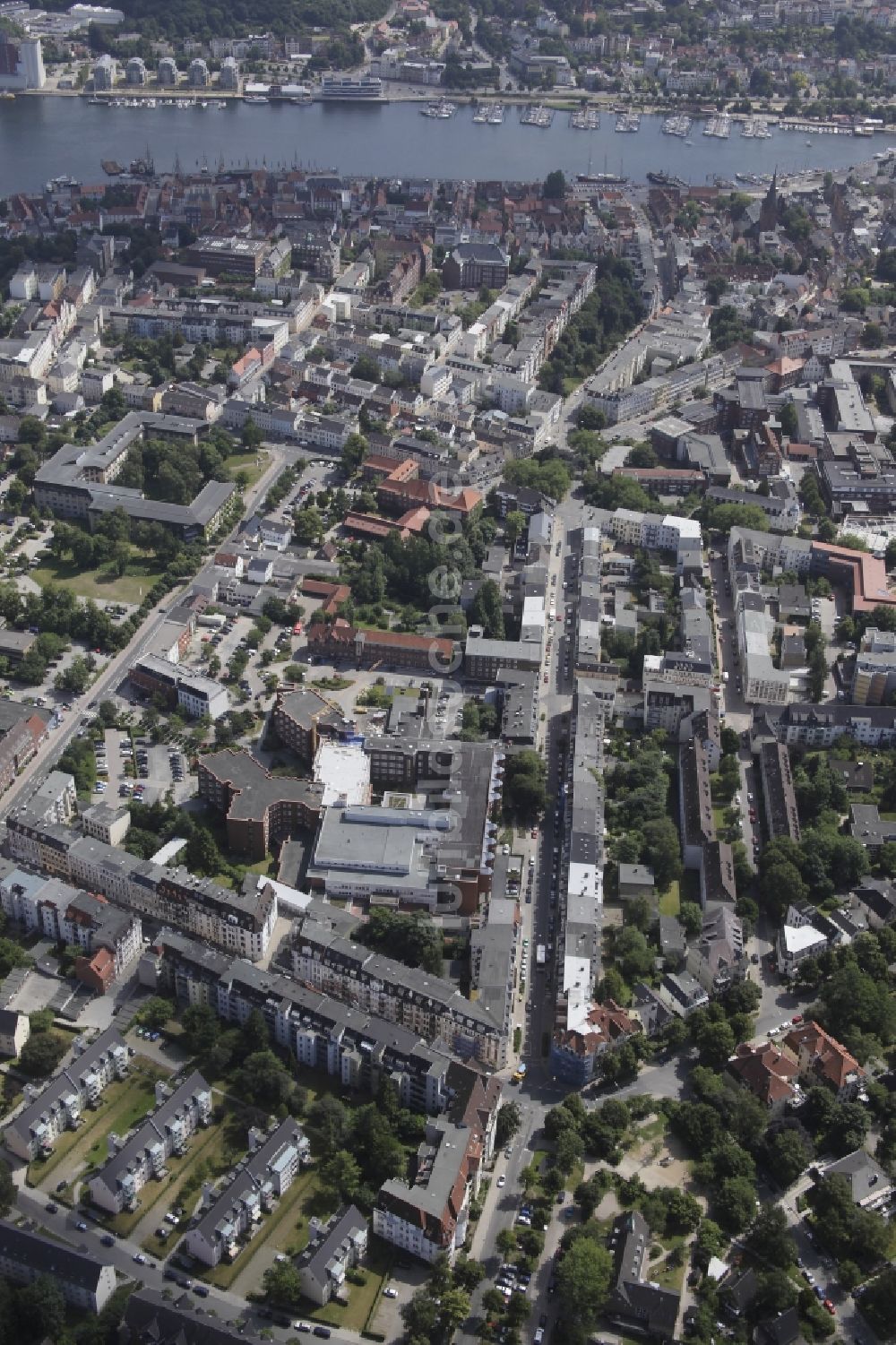 Luftaufnahme Flensburg - Stadtansicht vom Innenstadtbereich in Flensburg im Bundesland Schleswig-Holstein