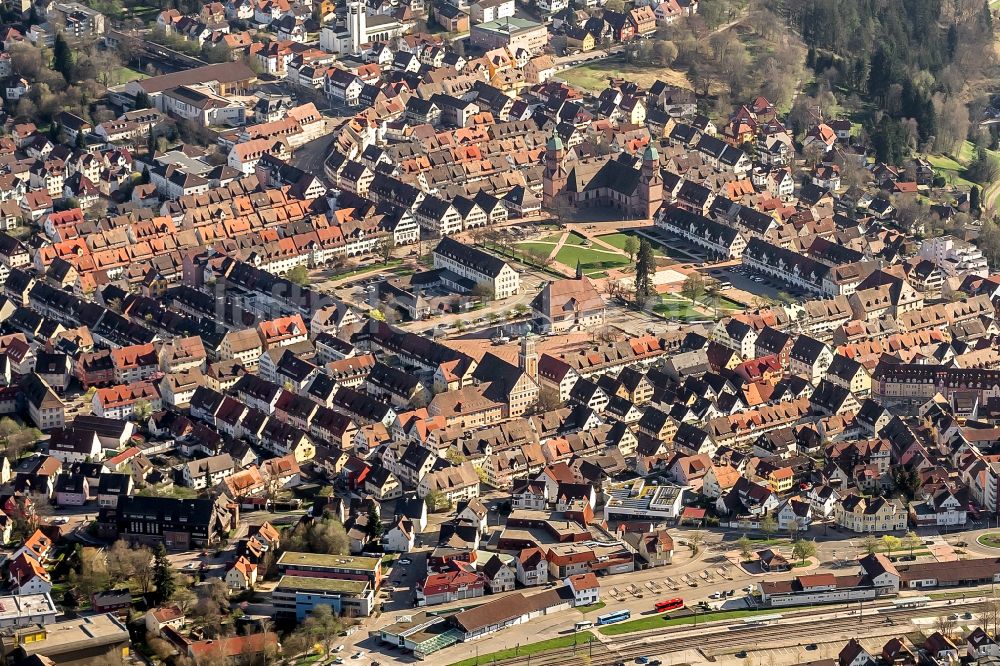 Freudenstadt aus der Vogelperspektive: Stadtansicht vom Innenstadtbereich in Freudenstadt im Bundesland Baden-Württemberg, Deutschland