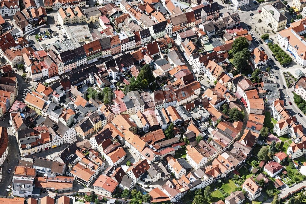 Füssen von oben - Stadtansicht vom Innenstadtbereich in Füssen im Bundesland Bayern, Deutschland