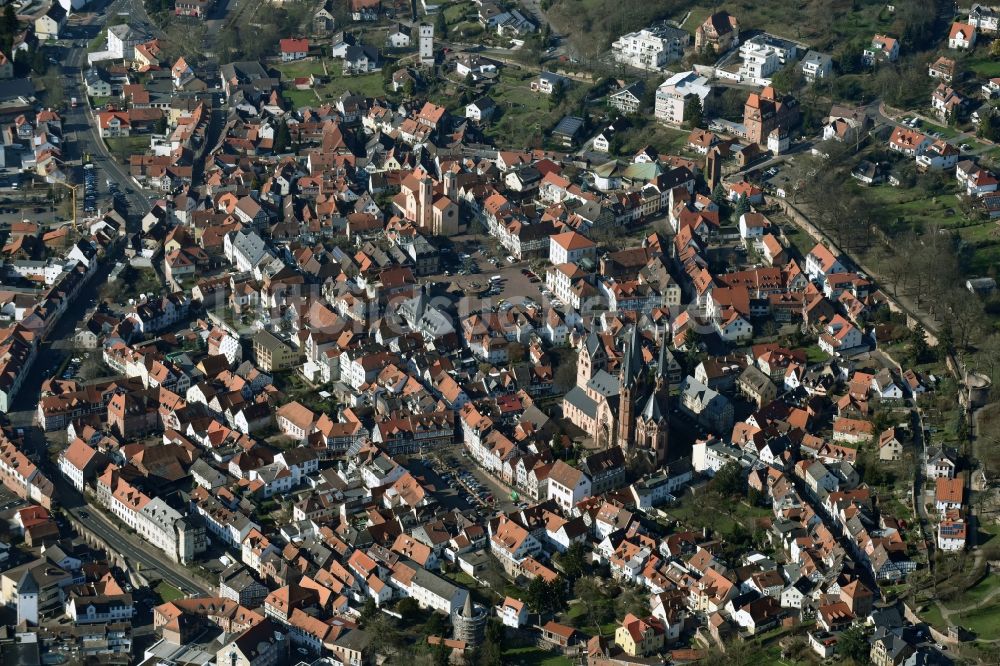 Luftaufnahme Gelnhausen - Stadtansicht vom Innenstadtbereich in Gelnhausen im Bundesland Hessen