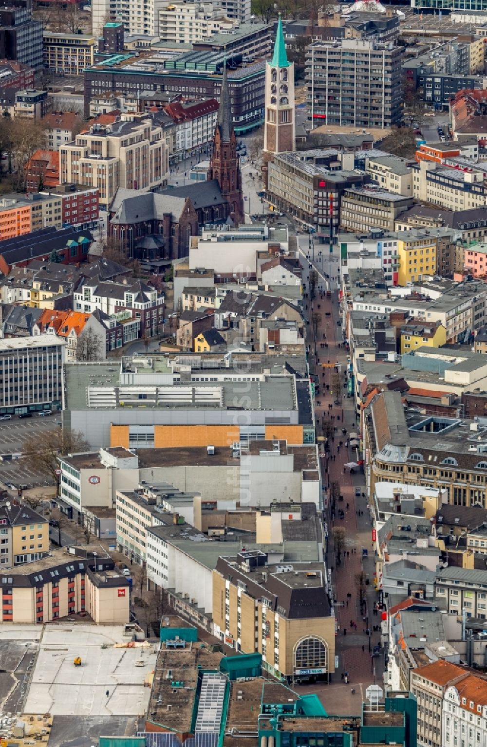 Gelsenkirchen von oben - Stadtansicht vom Innenstadtbereich in Gelsenkirchen im Bundesland Nordrhein-Westfalen, Deutschland