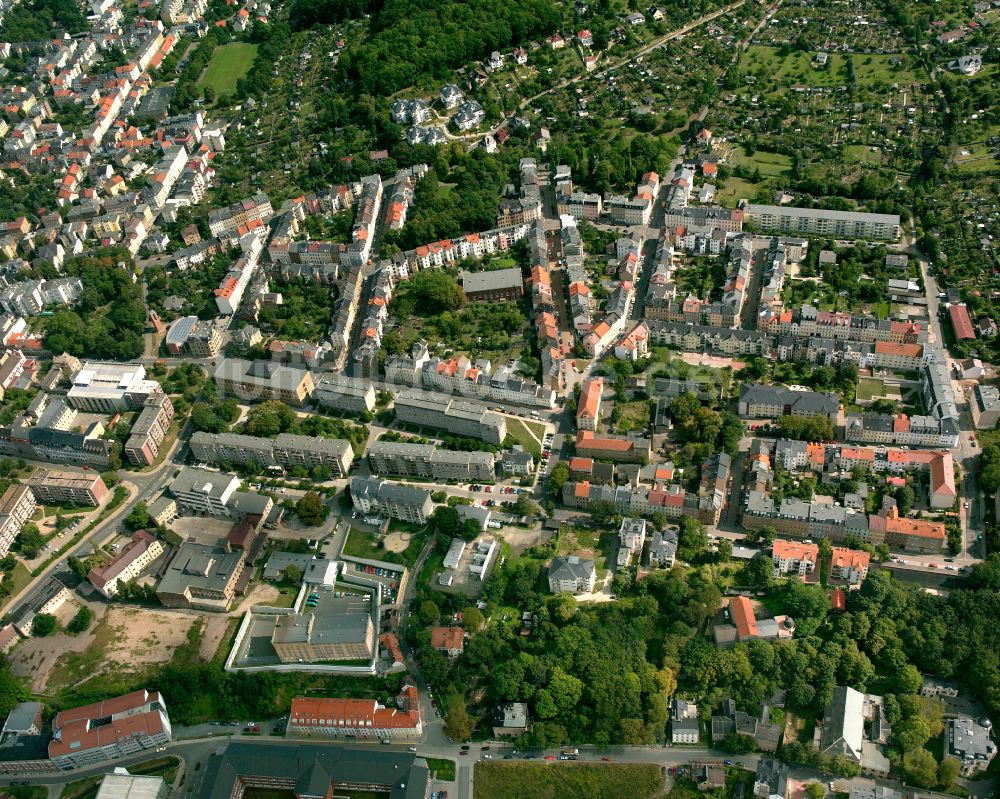 Gera von oben - Stadtansicht vom Innenstadtbereich in Gera im Bundesland Thüringen, Deutschland