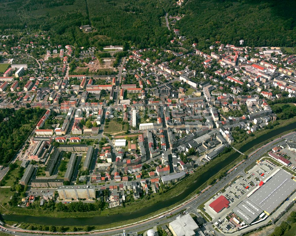 Gera aus der Vogelperspektive: Stadtansicht vom Innenstadtbereich in Gera im Bundesland Thüringen, Deutschland