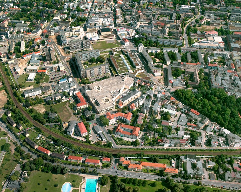 Gera aus der Vogelperspektive: Stadtansicht vom Innenstadtbereich in Gera im Bundesland Thüringen, Deutschland