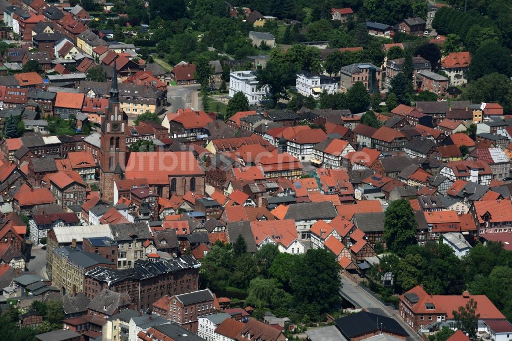 Grabow aus der Vogelperspektive: Stadtansicht vom Innenstadtbereich in Grabow im Bundesland Mecklenburg-Vorpommern