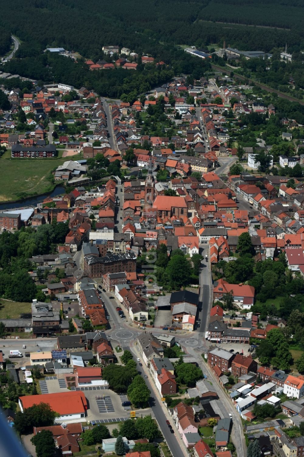 Grabow aus der Vogelperspektive: Stadtansicht vom Innenstadtbereich in Grabow im Bundesland Mecklenburg-Vorpommern