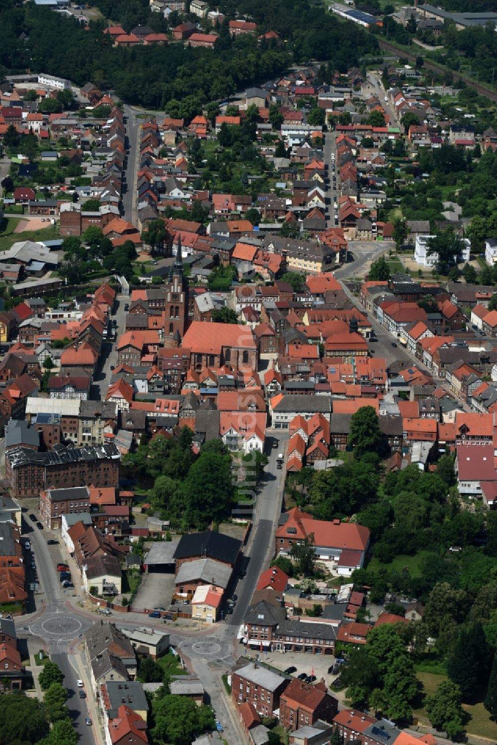 Luftbild Grabow - Stadtansicht vom Innenstadtbereich in Grabow im Bundesland Mecklenburg-Vorpommern