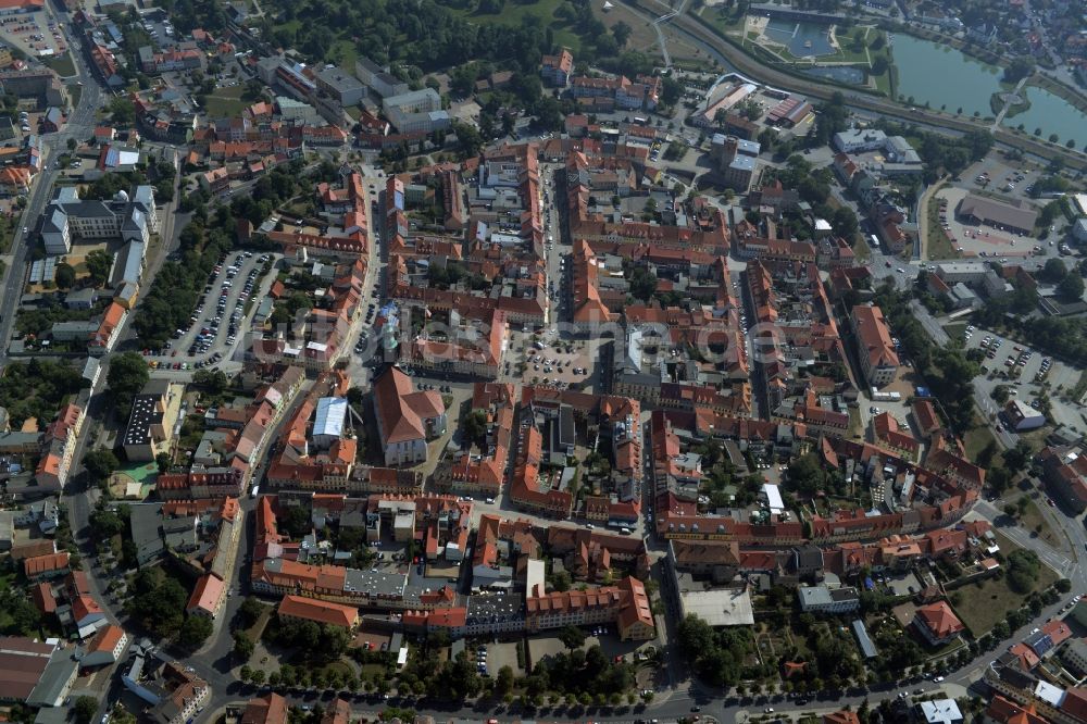 Großenhain von oben - Stadtansicht vom Innenstadtbereich in Großenhain im Bundesland Sachsen