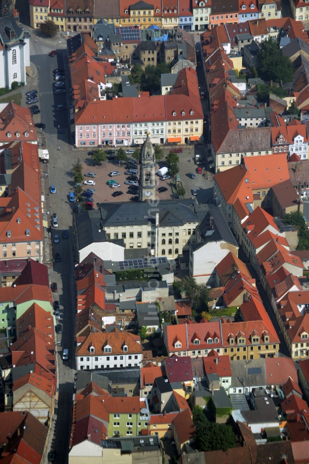 Großenhain von oben - Stadtansicht vom Innenstadtbereich in Großenhain im Bundesland Sachsen