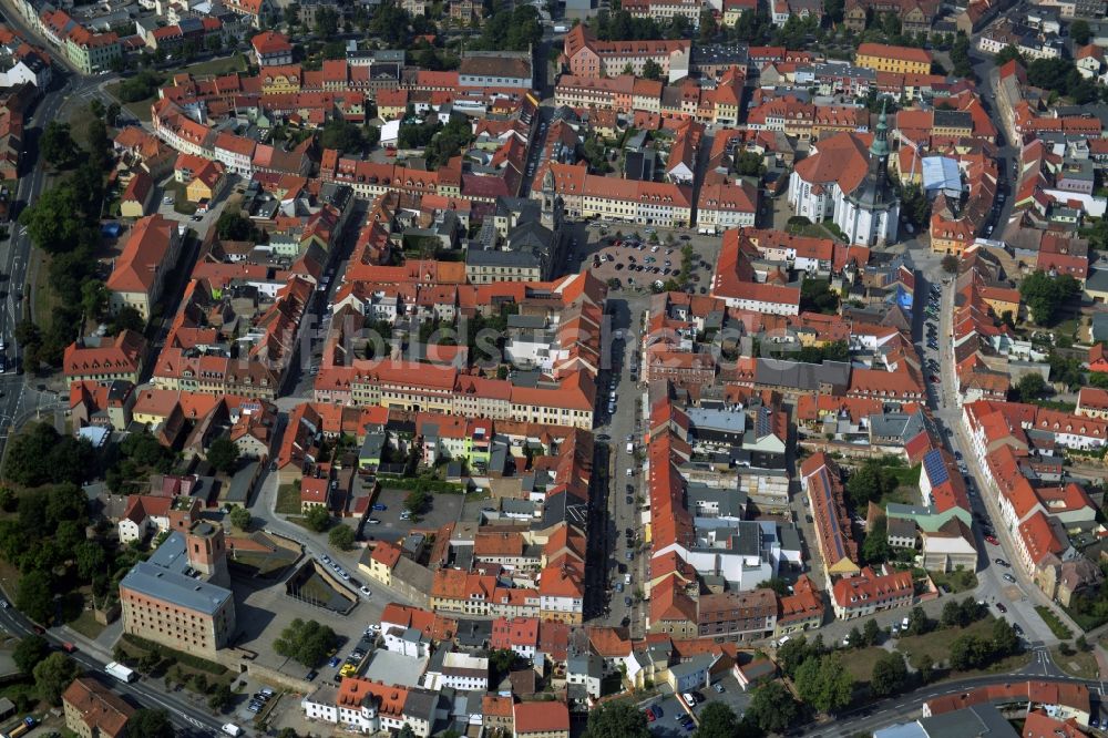 Großenhain aus der Vogelperspektive: Stadtansicht vom Innenstadtbereich in Großenhain im Bundesland Sachsen