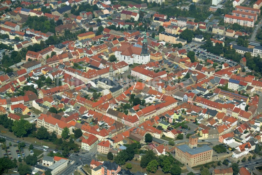 Luftaufnahme Großenhain - Stadtansicht vom Innenstadtbereich in Großenhain im Bundesland Sachsen