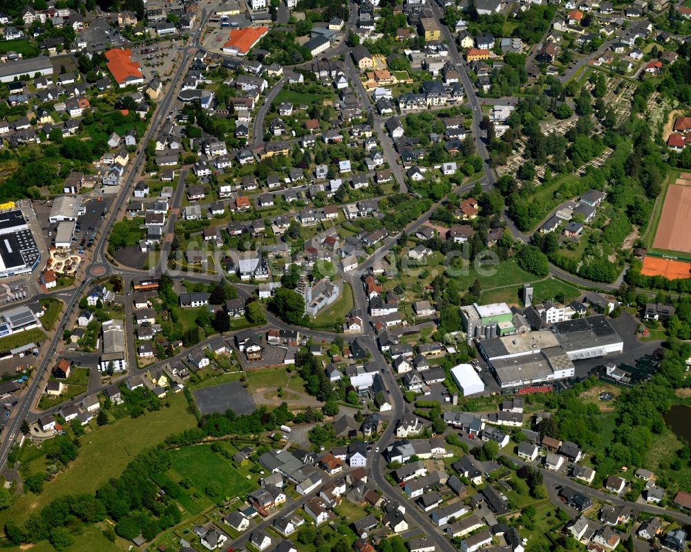 Luftaufnahme Hachenburg - Stadtansicht vom Innenstadtbereich in Hachenburg im Bundesland Rheinland-Pfalz