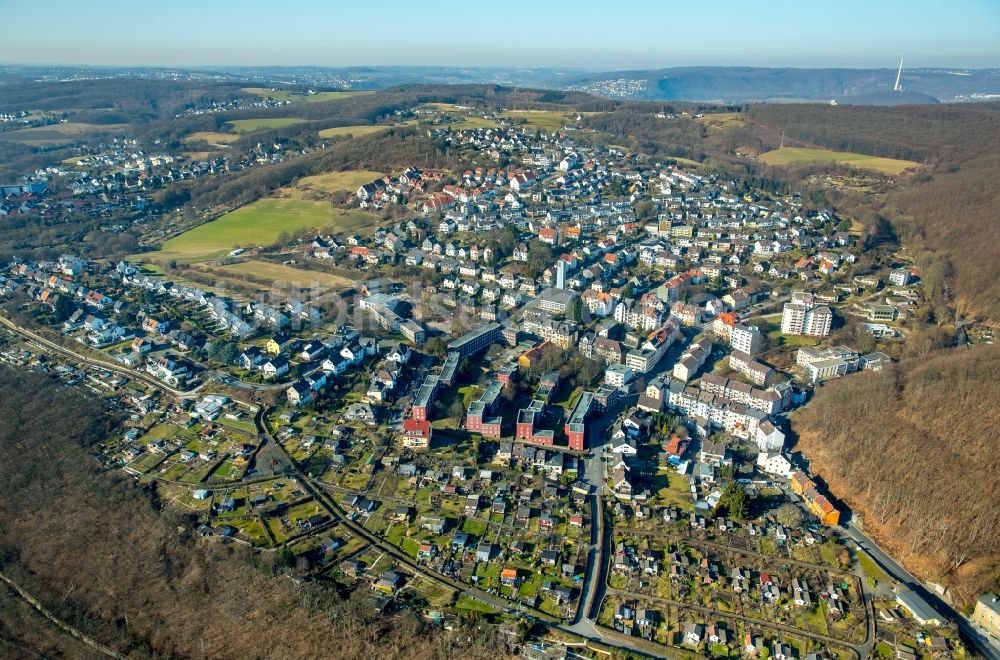 Hagen von oben - Stadtansicht vom Innenstadtbereich in Hagen im Bundesland Nordrhein-Westfalen