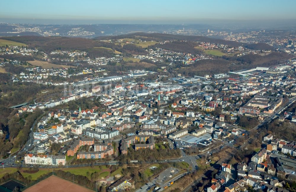 Hagen aus der Vogelperspektive: Stadtansicht vom Innenstadtbereich in Hagen im Bundesland Nordrhein-Westfalen