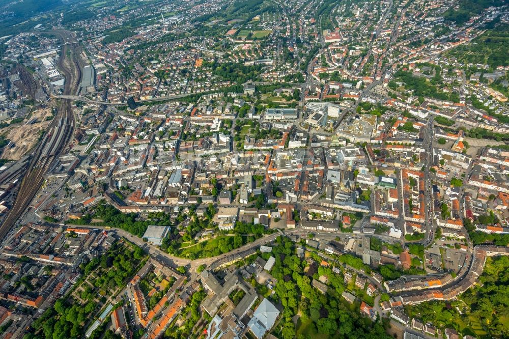 Hagen aus der Vogelperspektive: Stadtansicht vom Innenstadtbereich in Hagen im Bundesland Nordrhein-Westfalen, Deutschland