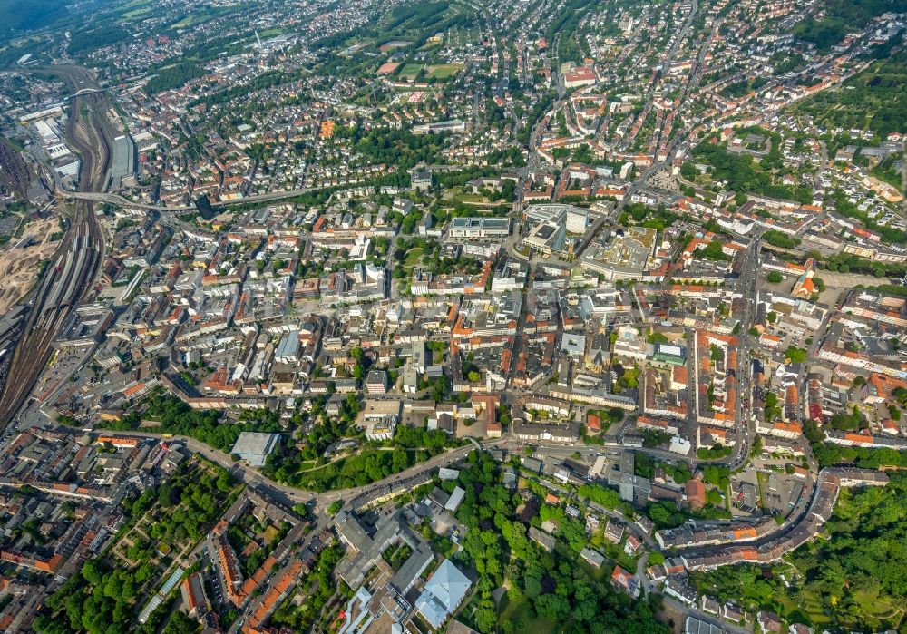 Luftbild Hagen - Stadtansicht vom Innenstadtbereich in Hagen im Bundesland Nordrhein-Westfalen, Deutschland