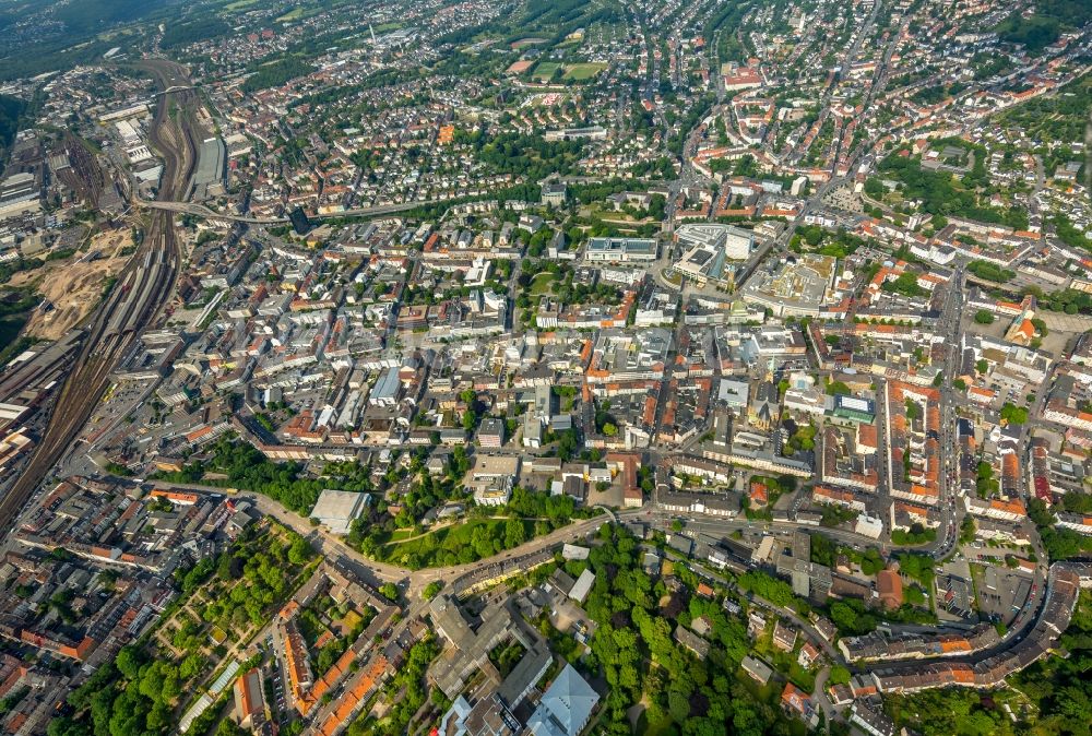 Luftaufnahme Hagen - Stadtansicht vom Innenstadtbereich in Hagen im Bundesland Nordrhein-Westfalen, Deutschland