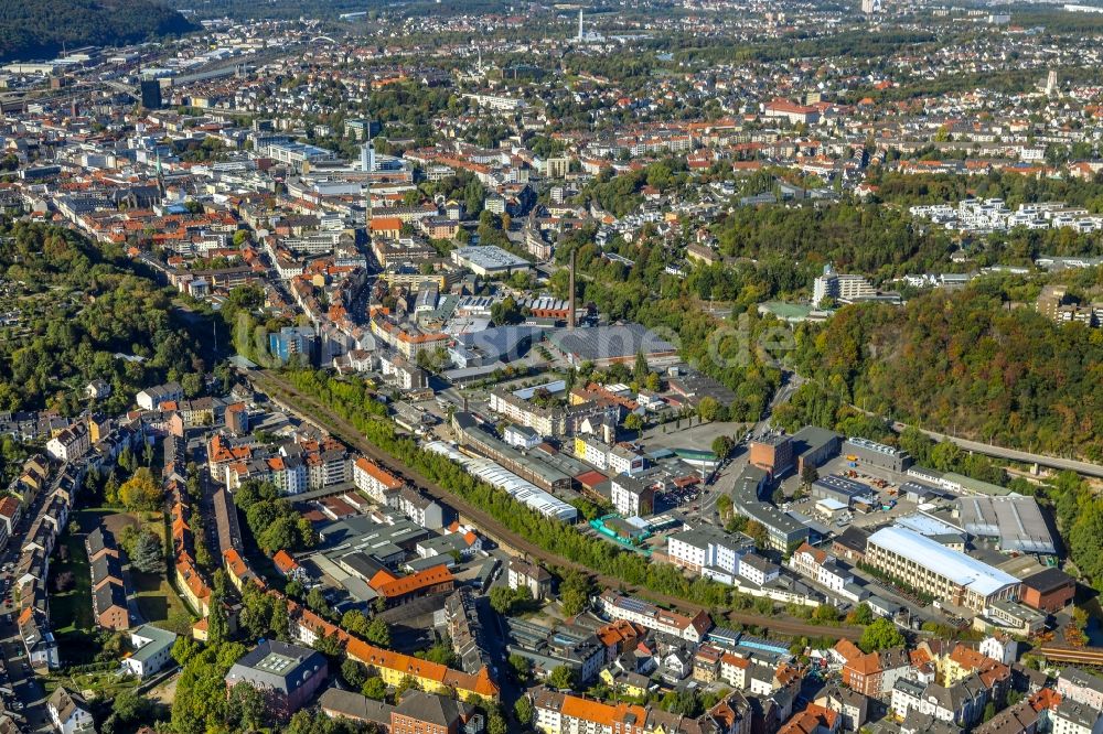 Luftaufnahme Hagen - Stadtansicht vom Innenstadtbereich in Hagen im Bundesland Nordrhein-Westfalen, Deutschland