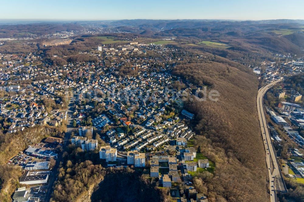 Hagen von oben - Stadtansicht vom Innenstadtbereich in Hagen im Bundesland Nordrhein-Westfalen, Deutschland